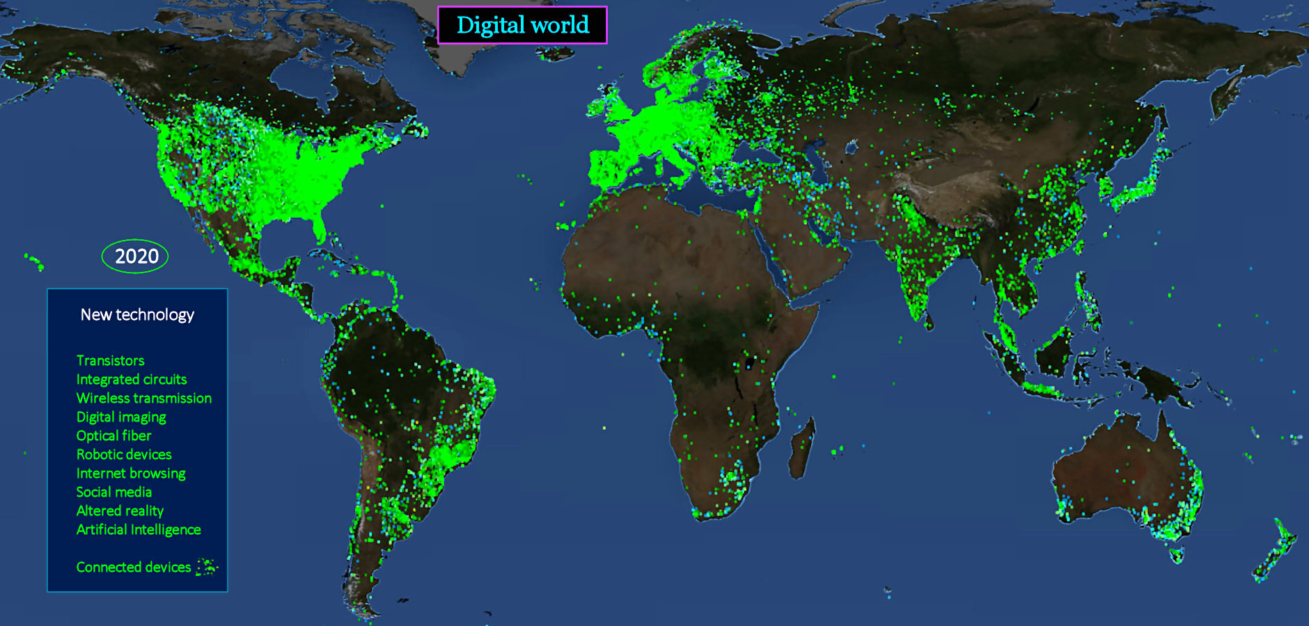 Internet, connected devices, 2020 map